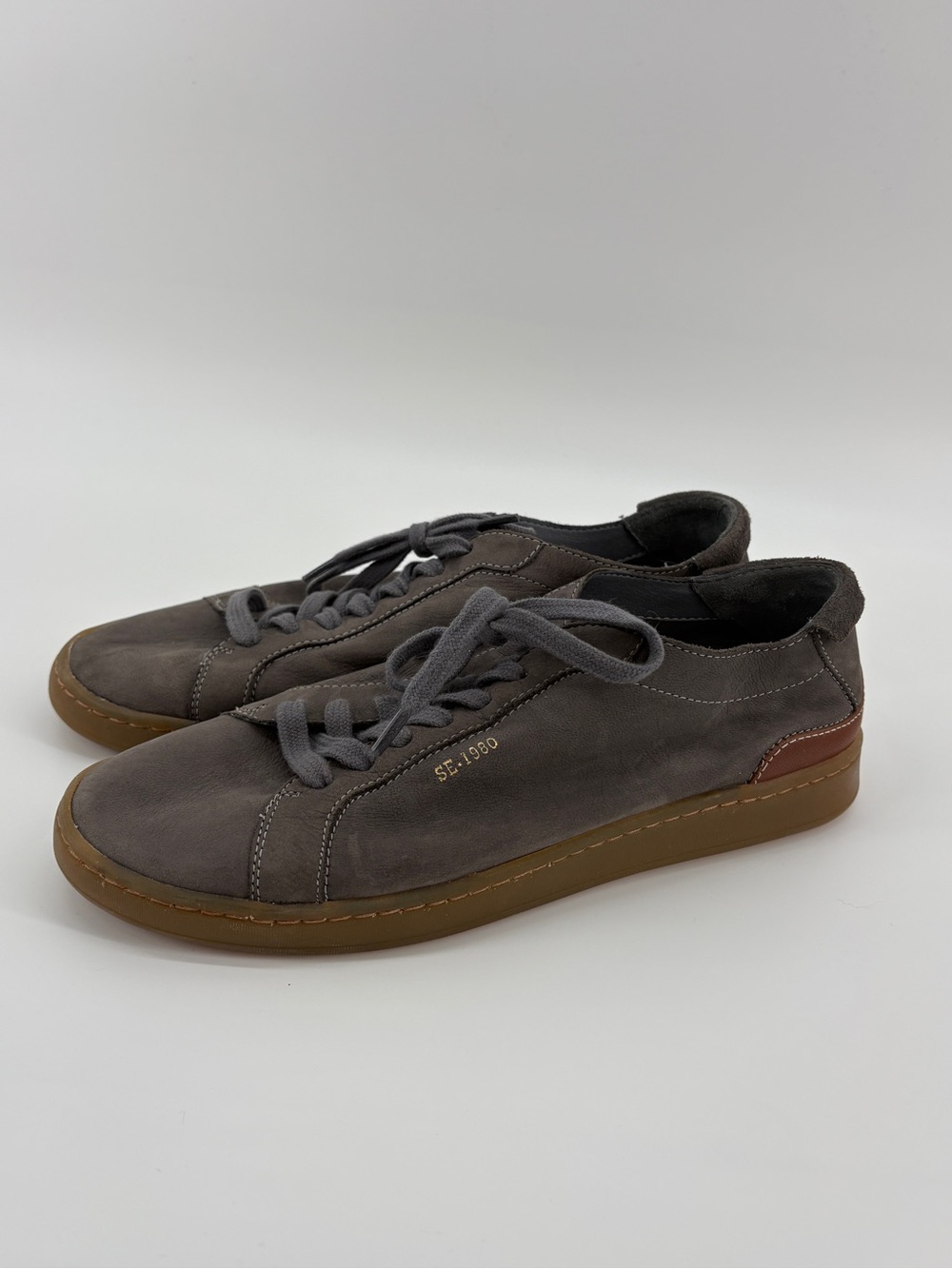 Sam Edelman Men’s Leather Sneakers Gray Lace Up Casual Shoes Size 8